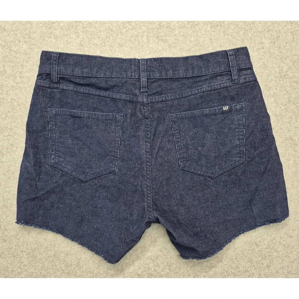 NWT Gap Womens 6 Dark Blue Corduroy Shorts Raw Hem High Rise Cut Off